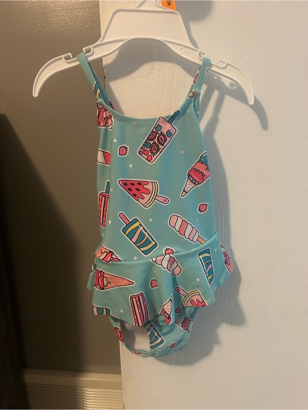 Girls' Mint Ice Cream Print One-Piece Swimsuit